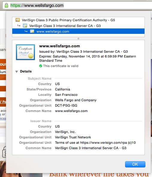 Certificate chain Subject (who owns the public key) Common name: the URL