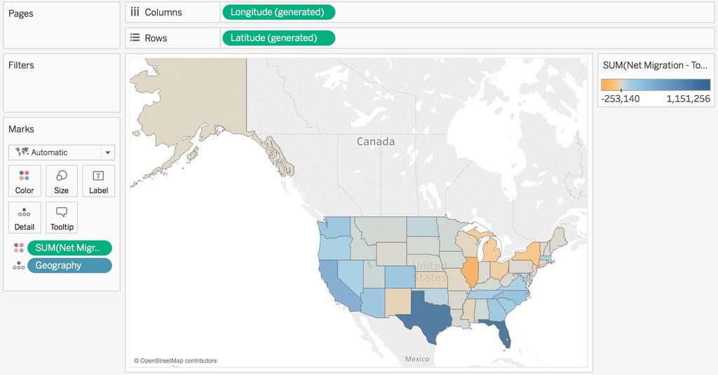 Learning Objective: Shaded map What is the net migration by state?
