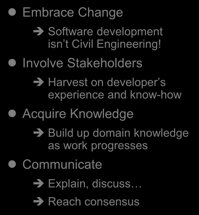 the Good and the Ugly es Embrace Change Software development isn t Civil Engineering!