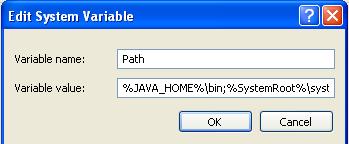 7.0_45 11. Click OK to create the variable. 12. From the System Variables list, select Path and click Edit. 13. At the beginning of the line enter the following.