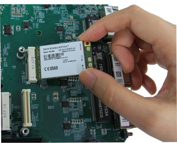 3.5 Install Mini-PCIe Module Nuvo-5000 series provides two full-size mini-pcie sockets with SIM card support.