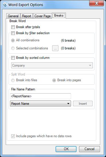 Cover Page tab This tab allows you to include a cover page for your report with selected content.