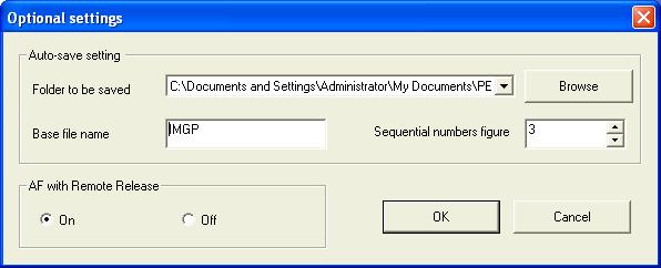 18 Auto-save setting Folder to be saved/base file name/sequential number figure This sets the folder in which files will be saved, the text at the beginning of the file name and the number of digits
