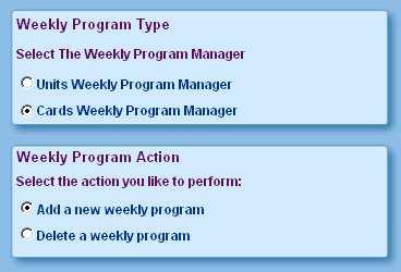 4.4. Delete an existing weekly program for thermostats From the options on the left, select both units weekly program manager and Delete a weekly program.