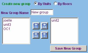 6.6.1. Create groups by units Select units from the left window and move them to the right window using the move one ( ) or move all ( ) buttons.