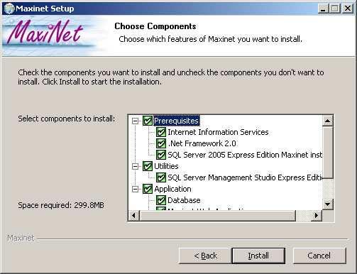 The Choose Components screen will appear allowing you to choose software components you wish to install. It is highly recommended the all components will be installed at this stage.
