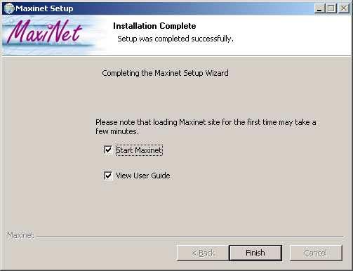 When installation is complete, the [Next] button will be enabled. Press it to finish the installation. Press the [Finish] button to start the application and view the user guide.