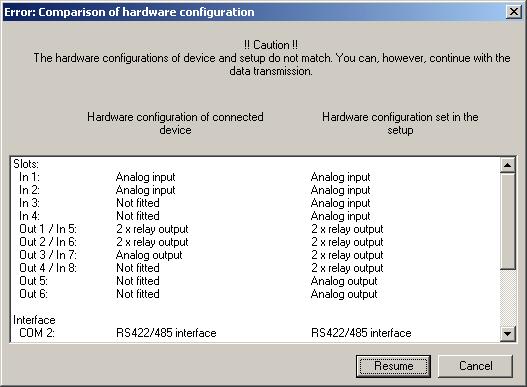 3 General A If configuration files are transferred to the device, without the Device Assistant being informed about the hardware configuration, then error messages may be produced!