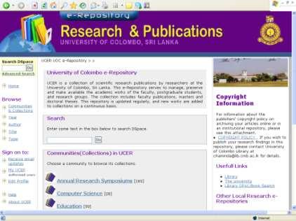 Institutional e-repositories in Sri Lanka National