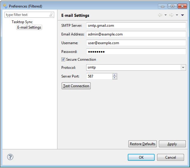 Figure 31: Mapping Overview Tab: Email Settings Enter the details of your email to the