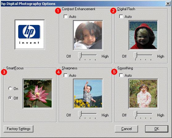 printing digital photographs The printer has several features to improve the print quality of your digital photographs. These features are found in the hp Digital Photography Options dialog box.