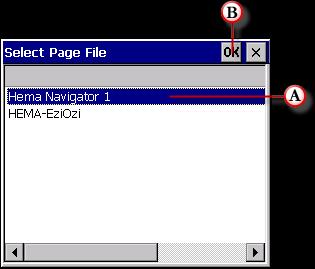 required page file. In this example, we are loading the Hema Navigator 1 page file.
