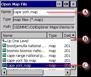 Double-tap to open the selected map file, or single-tap the