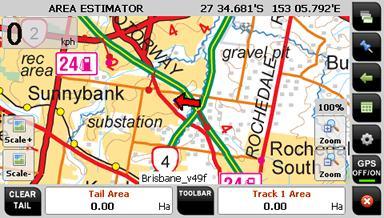 The Area Estimator page uses built-in OziExplorer functions to provide an estimation of the area covered by the current track tail, and / or the area covered by the track loaded into slot 1 of the 5