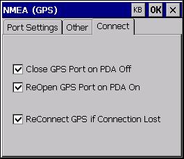It is recommended to leave these settings at the defaults Close GPS Port on PDA Off If this option is selected, the internal GPS port will be closed when