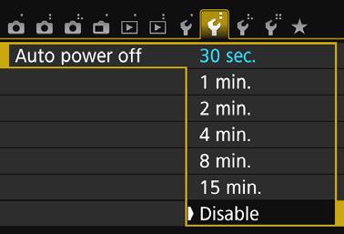 Basic Operation and Settings Auto Power Off If necessary, set [Auto power off] under the [52] tab to [Disable].