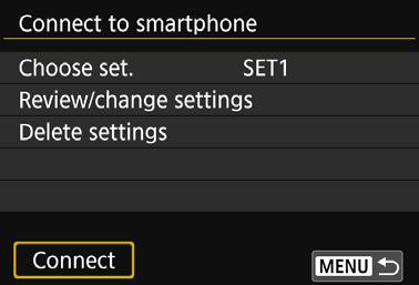Reconnecting The camera can reconnect to a smartphone for which connection settings have been registered. 1 Select [Wi-Fi function].