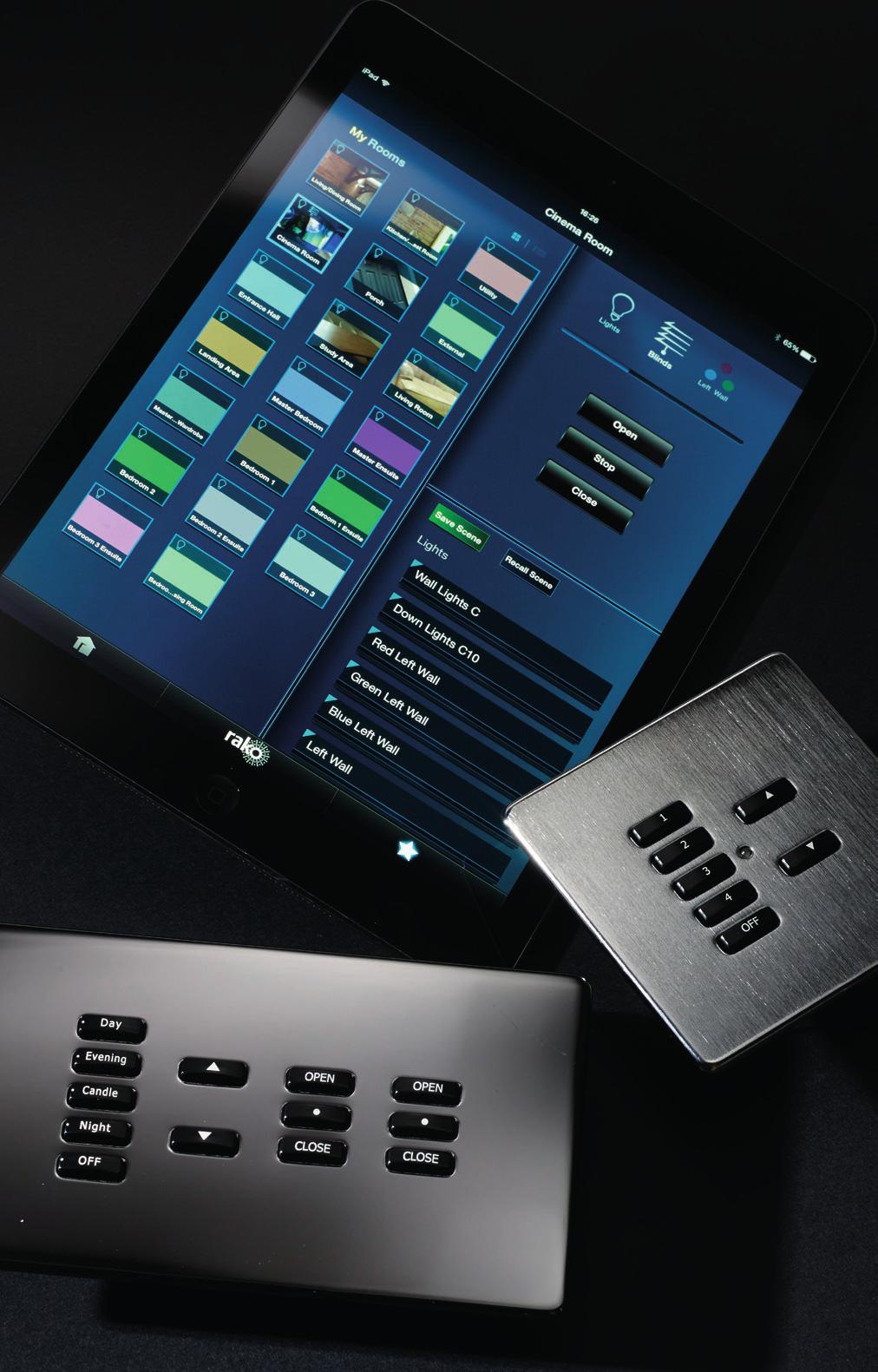 At your fingertips Control Rako from your smartphone or tablet connected via Rako Bridges the Rako App provides the ultimate in flexible control of the Rako lighting system from local area network or