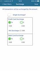 00. If you use this facility the surcharge will be added to every transaction you process. To set up the surcharge facility go to Surcharge from the main menu.