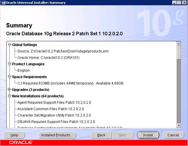 Chapter 2 Installing Oracle 10g 3. Review if the Oracle Home name and path are the same as in your previous Oracle 10g installation and click Next. 4.