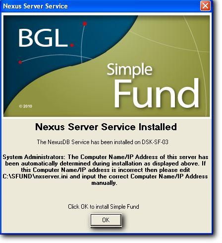 Click OK to install Simple Fund. 10.