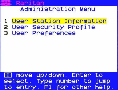 12 MASTERCONSOLE Z USER GUIDE Administration Menu Press F5 to view the Administrative Menu, where you can set User
