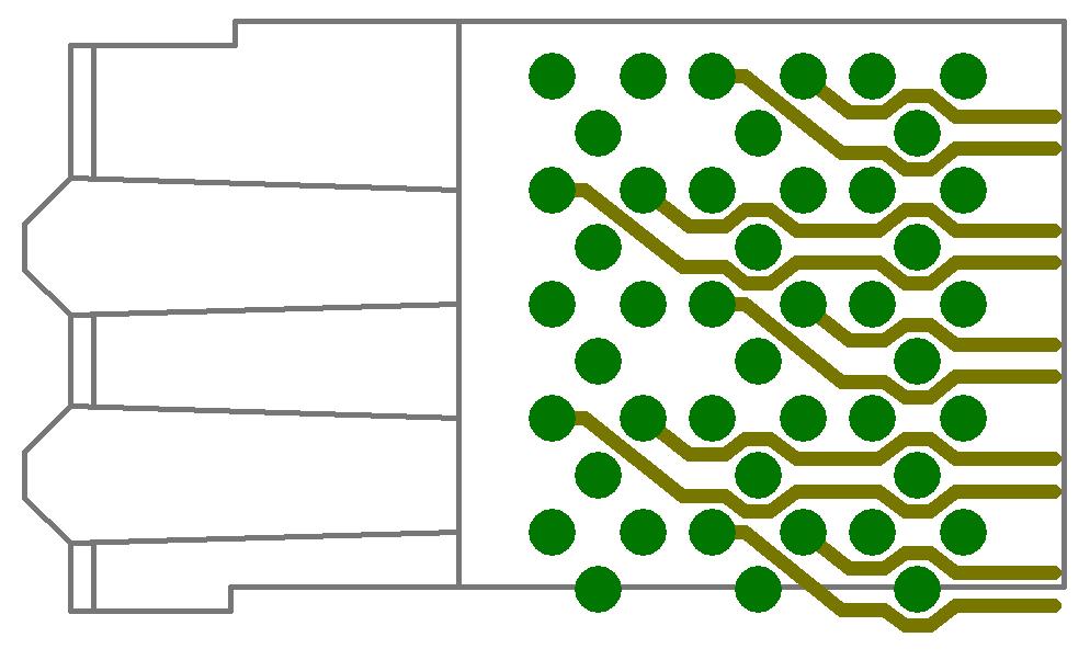 Examples of typical breakout patterns for the Z-PACK HS3 6 row connector pinfields are shown in Figure 11