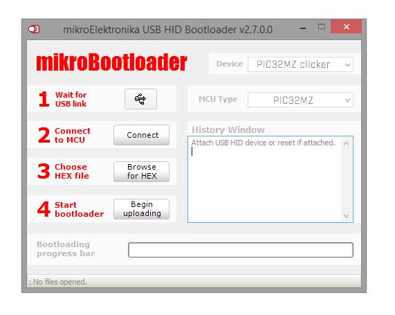Programming with mikrobootloader You can program the microcontroller with bootloader which is preprogrammed by default. To transfer.