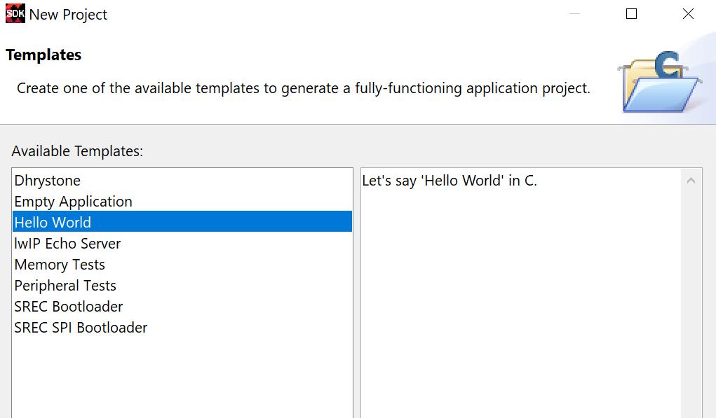 28. C-Code To Implement With MicroBlaze Fig. 27. Select Hello World Template Once this is built, the src file under the project explorer was opened and helloworld.
