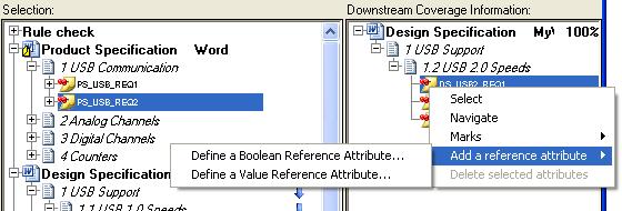 Creating Information 3. Right click the element selected in the Downstream or Upstream column then select Add a reference attribute in the context menu or in the specific down area.