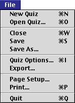 File menu Options on the File pull-down menu allow you to name, save, open, print, and export files.