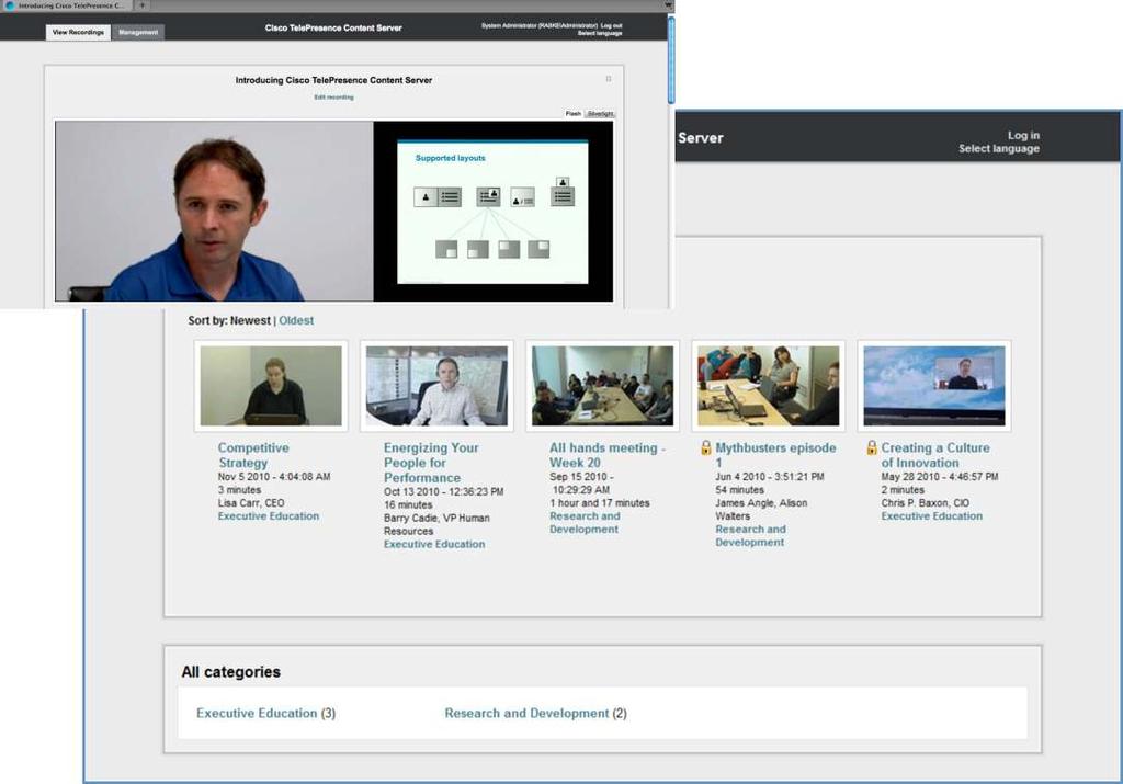 Data Sheet Figure 1. Product Overview With the Cisco TelePresence Content Server (Content Server), your organization can share knowledge and enhance communication by recording video conferences.