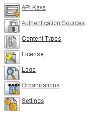 III. Ensemble Video Administration Tab When you log into Ensemble Video as System Administrator, and go to the Administration Tab, you will find six control icons on the far right hand side of the