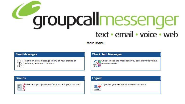 Remote Messaging Factsheet Page 4 of 5 Once you have logged in, there are four options. Click on the icon on top left hand side Send Messages box to send text messages to parents.