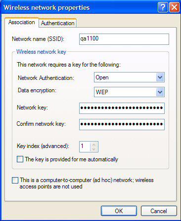Configuring Endpoints for Use with Wireless Access 2 In the Network Authentication dropdown list, select Open. 3 In the Data Encryption dropdown list, select WEP.