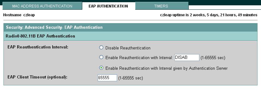 Setting the Reauthentication Interval Setting the Reauthentication Interval Configure the gateway to use the reauthentication interval defined on the RADIUS server.