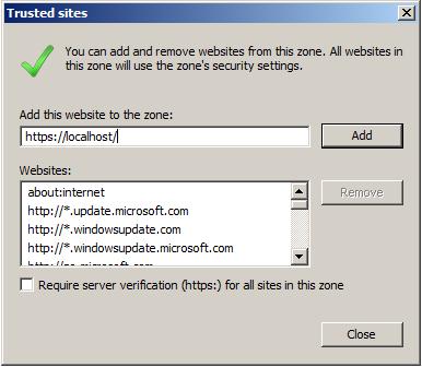 Figure 22 - Configure Performance (3) Add the server URL to Trusted sites with the following steps: 9. On Internet Explorer, click Tools -> Internet Options -> Security Tab. 10.
