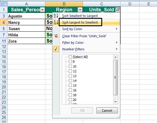 Excel 2010 Advanced Page 115 You can then sort these in descending order.