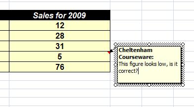 Excel 2010 Advanced Page 184 The insertion point will now be displayed within the comment, allowing you to edit the