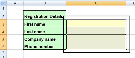 Excel 2010 Advanced Page 216 For instance, a user could delete the text in cells B2:B6. We wish to protect the contents of these cells.