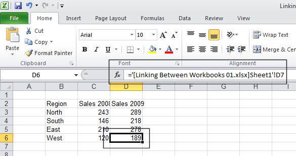 Excel 2010 Advanced Page 80 The data will be paste linked into the first worksheet of the second workbook. TIP: You may need to adjust the column widths to display the data.
