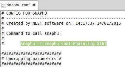 Copy the snaphu command and paste it into the command terminal and then run it. snaphu -f snaphu.conf Phase.