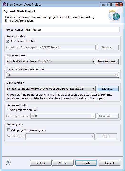 Creating Projects Configured for REST Figure 8 1 New Dynamic Web