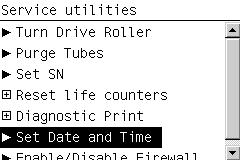 Service Utilities - 6. Set Date and Time 6. Set Date and Time The purpose of this Service Utility is to set the internal clock of the Printer.