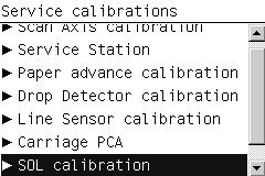 Service Calibrations - Color Sensor (ESP) Calibration 1 In the Service Calibrations submenu, scroll to Color Sensor (ESP) Calibration and press OK.