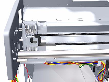 Loosen the T-15 screw Belt Tensioner to the printer to remove the tension from the belt. 33.