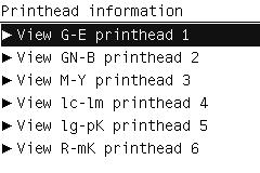 4 The front panel displays information on the selected Printhead. The information supplied is: The make of the printhead (hp no.70 is recommended). The product number of the Printhead.