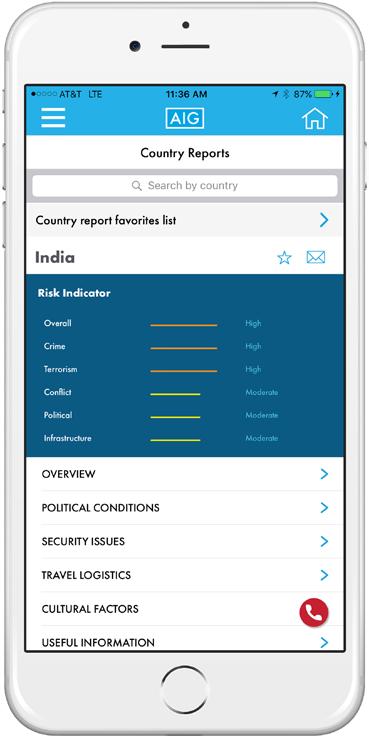 Mobile App Country Reports Tap on Country Reports from the sidebar menu or home