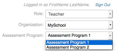 Assessment Program drop-down menu.