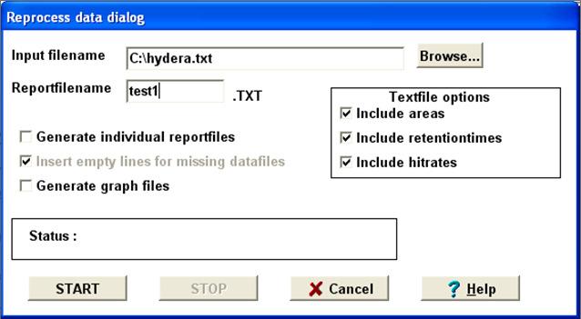 Start reprocessing Now go to the options \ reprocessing in data mode and select the input file